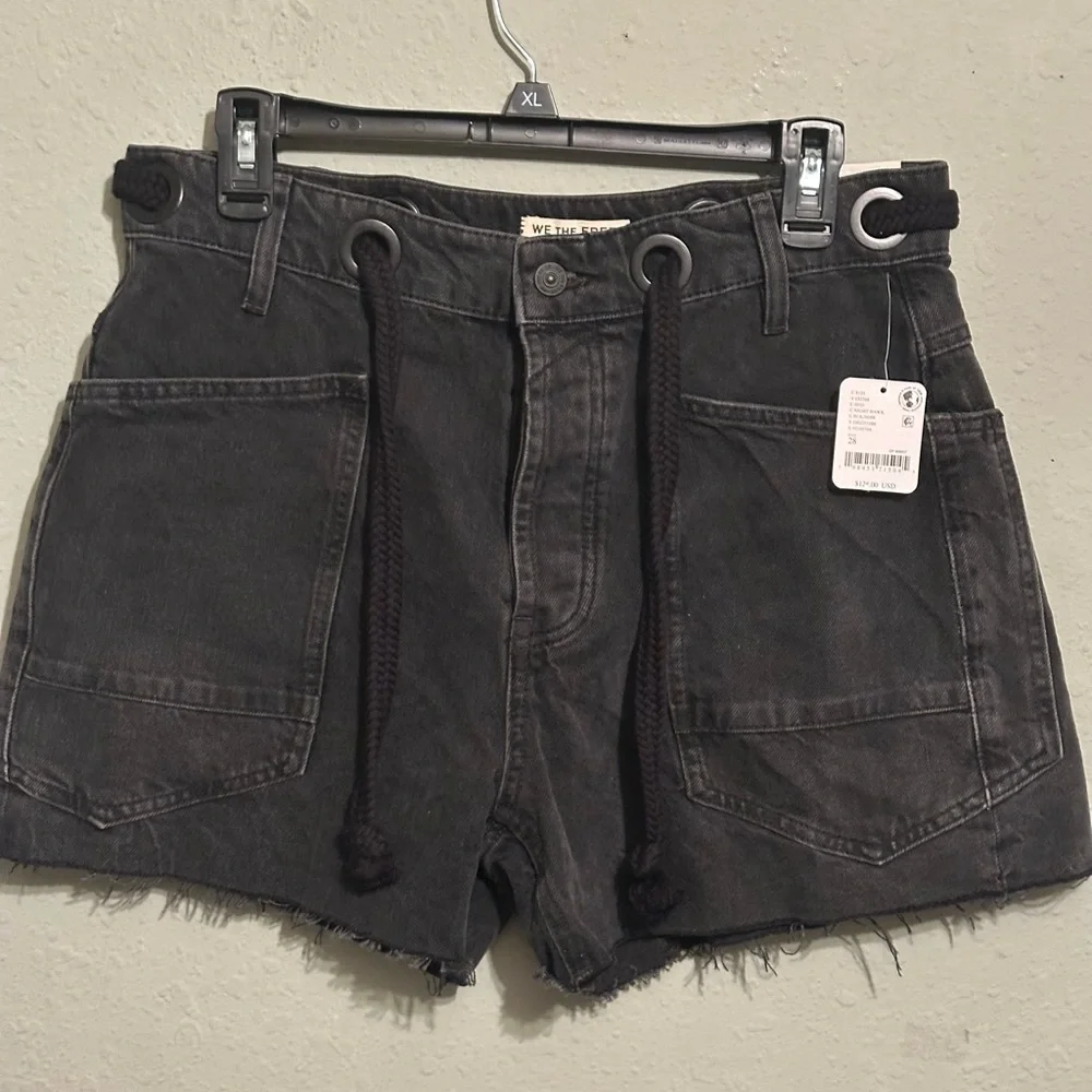 Women’s Black Denim Drawstring Shorts